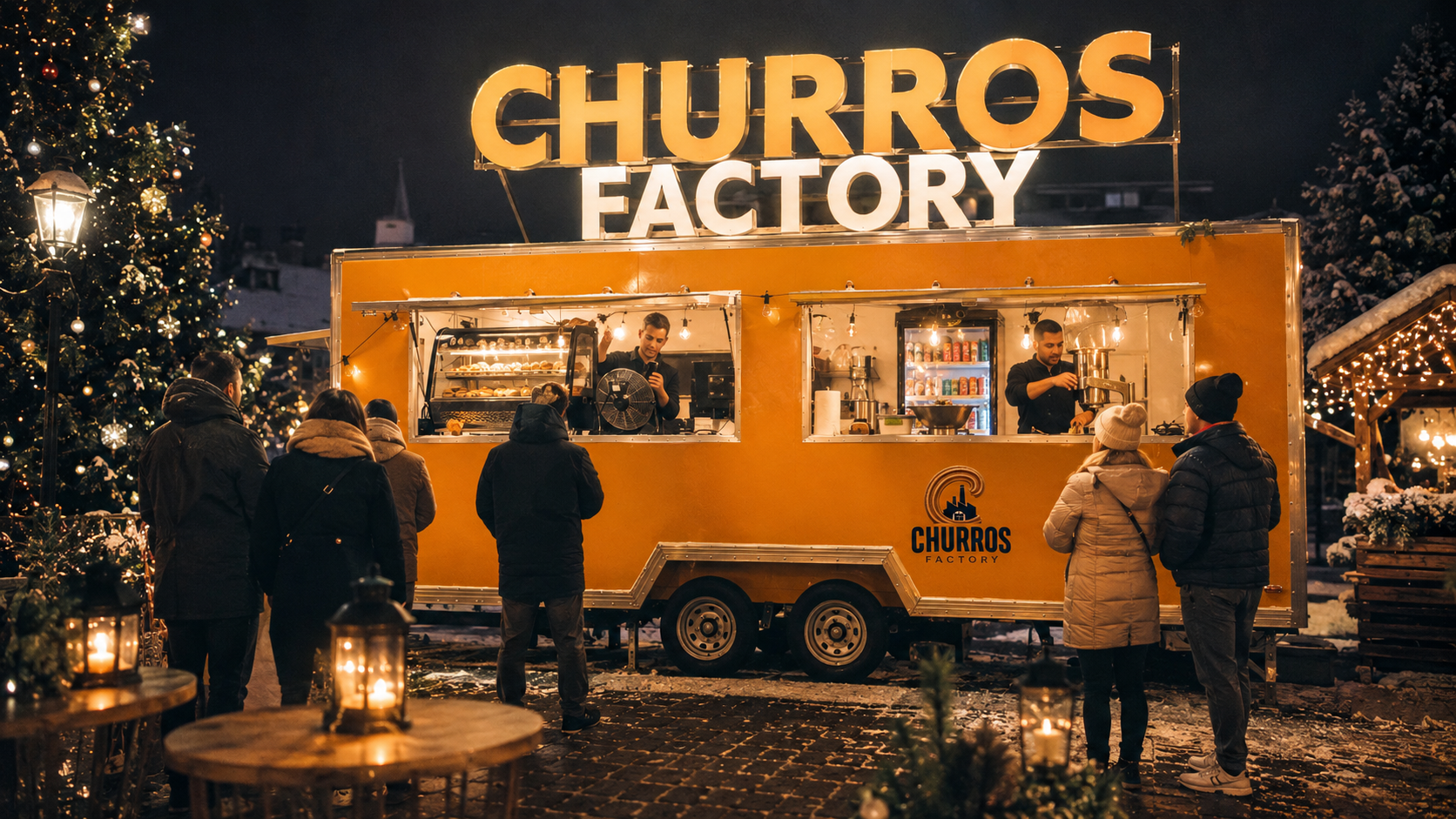 Churros Factory dans un marché d'hiver